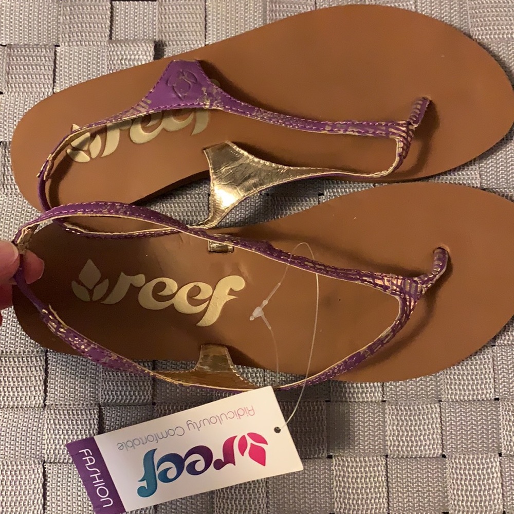 Reef Size 7 Purple and Gold Flip Flops
